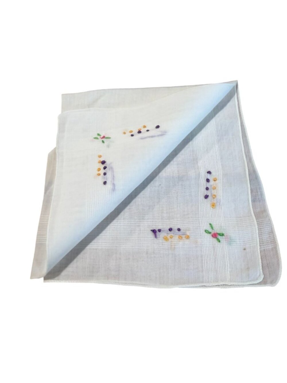 Set Of 5 Vintage Embroidered Cotton Handkerchiefs Floral Designs - Picture 8 of 10